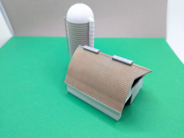 Gothic Style Small Cattle Barn with 1X Modern Stave Silo Cutout