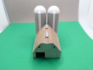 Gothic Style Small Cattle Barn with 2X Modern Stave Silo Cutout
