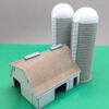 Gothic Style Small Cattle Barn with 2X Modern Stave Silo Cutout